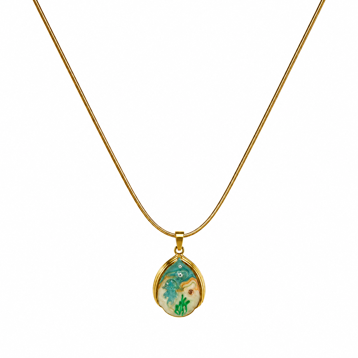 Ocean Pearl Drop Pendant Necklace – Anti Tarnish Stainless Steel