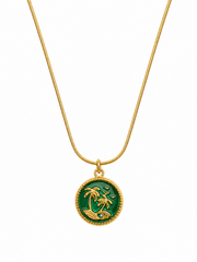 Tropical Palm Island Gold Pendant Necklace – Anti Tarnish Stainless Steel