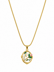 Floral Enamel Gold Pendant Necklace – Anti Tarnish Stainless Steel