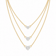 Triple Heart Crystal Layered Necklace – Anti Tarnish Gold Stainless Steel