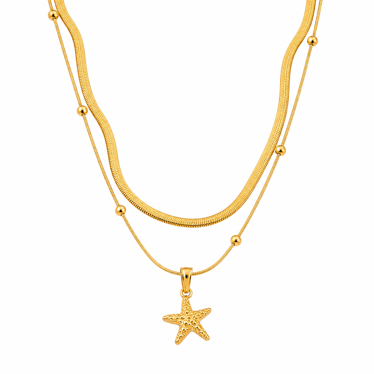 Starfish Double Layer Gold Necklace – Anti Tarnish Stainless Steel