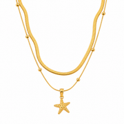 Starfish Double Layer Gold Necklace – Anti Tarnish Stainless Steel
