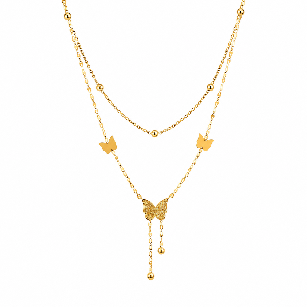 Butterfly Double Layer Gold Necklace – Anti Tarnish Stainless Steel