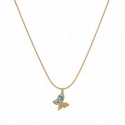 Blue Enamel Butterfly Pendant Necklace – Anti Tarnish Stainless Steel
