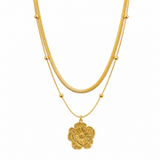 Floral Double Layer Gold Necklace – Anti Tarnish Stainless Steel