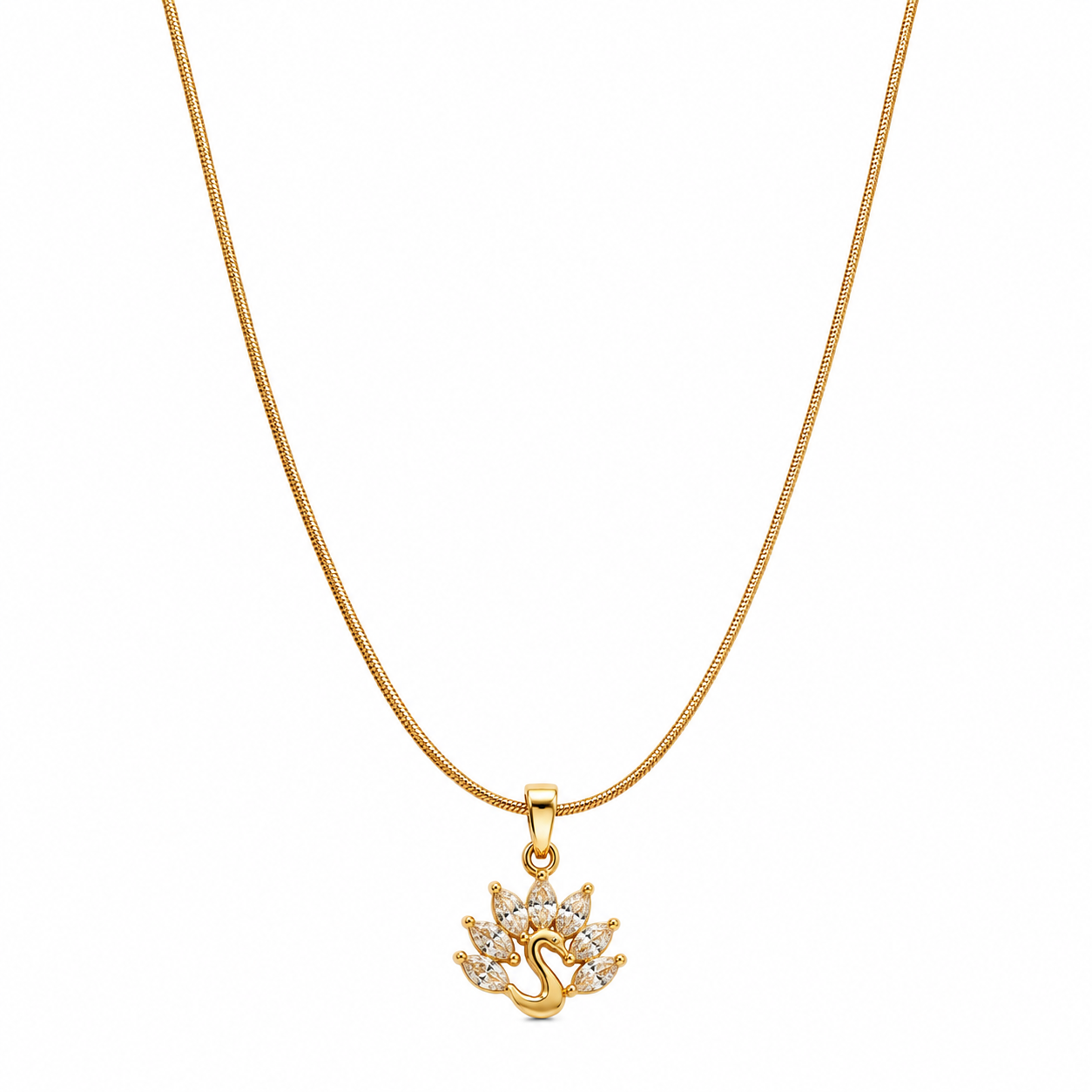 Crystal Swan Gold Pendant Necklace – Anti Tarnish Stainless Steel
