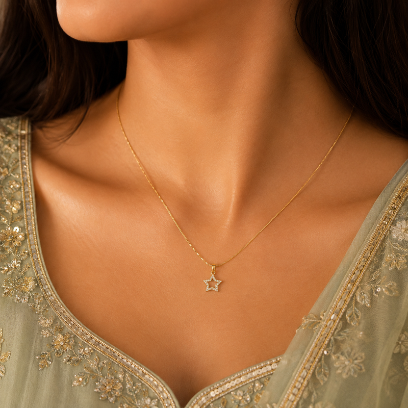 Celestial Star Gold Pendant Necklace – Anti Tarnish Stainless Steel