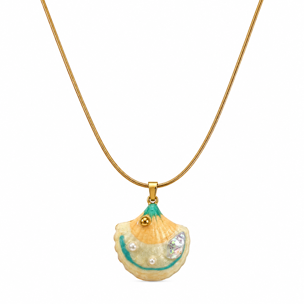 Ocean Shell Pearl Gold Pendant Necklace – Anti Tarnish Stainless Steel