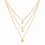 Celestial Three Layer Gold Necklace Set – Anti Tarnish Stainless Steel