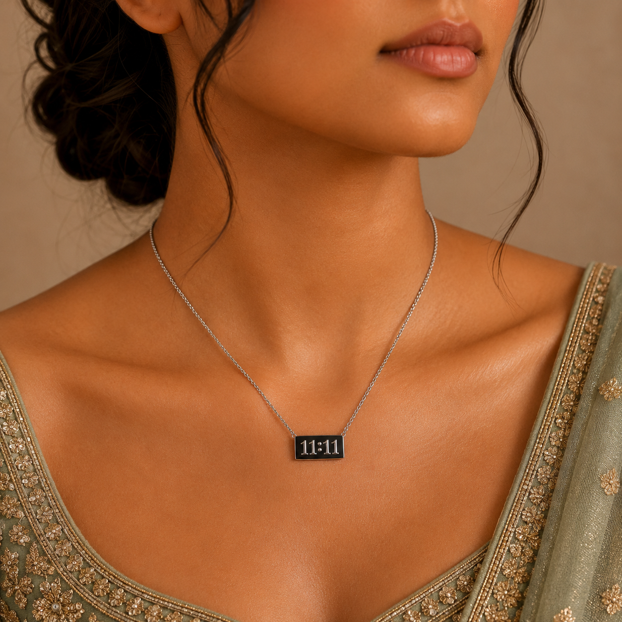 11:11 Silver Manifestation Bar Necklace – Anti Tarnish Stainless Steel