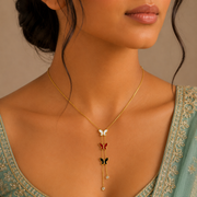 Trio Butterfly Tassel Gold Necklace – Anti Tarnish Stainless Steel