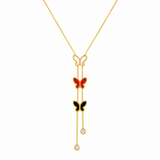 Trio Butterfly Tassel Gold Necklace – Anti Tarnish Stainless Steel