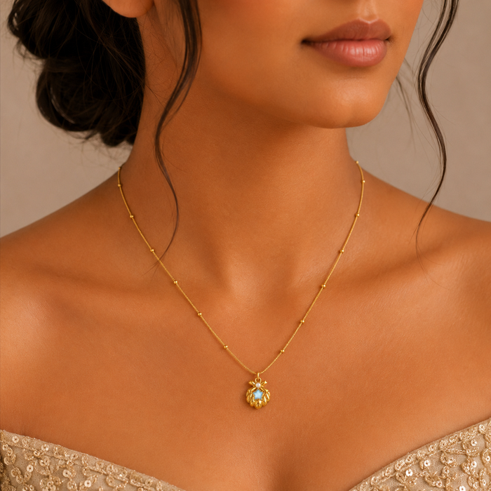 Blue shell Charm Gold Pendant Necklace – Anti Tarnish Stainless Steel