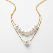 Layered Pearl Necklace – Anti Tarnish Gold Stainless Steel Double Layer Chain