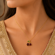 Cherry Crystal Pendant Necklace – Anti Tarnish Gold Stainless Steel Chain