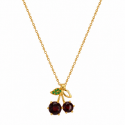 Cherry Crystal Pendant Necklace – Anti Tarnish Gold Stainless Steel Chain