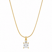 Radiant Solitaire Crystal Pendant Necklace – Anti Tarnish Gold Stainless Steel Chain