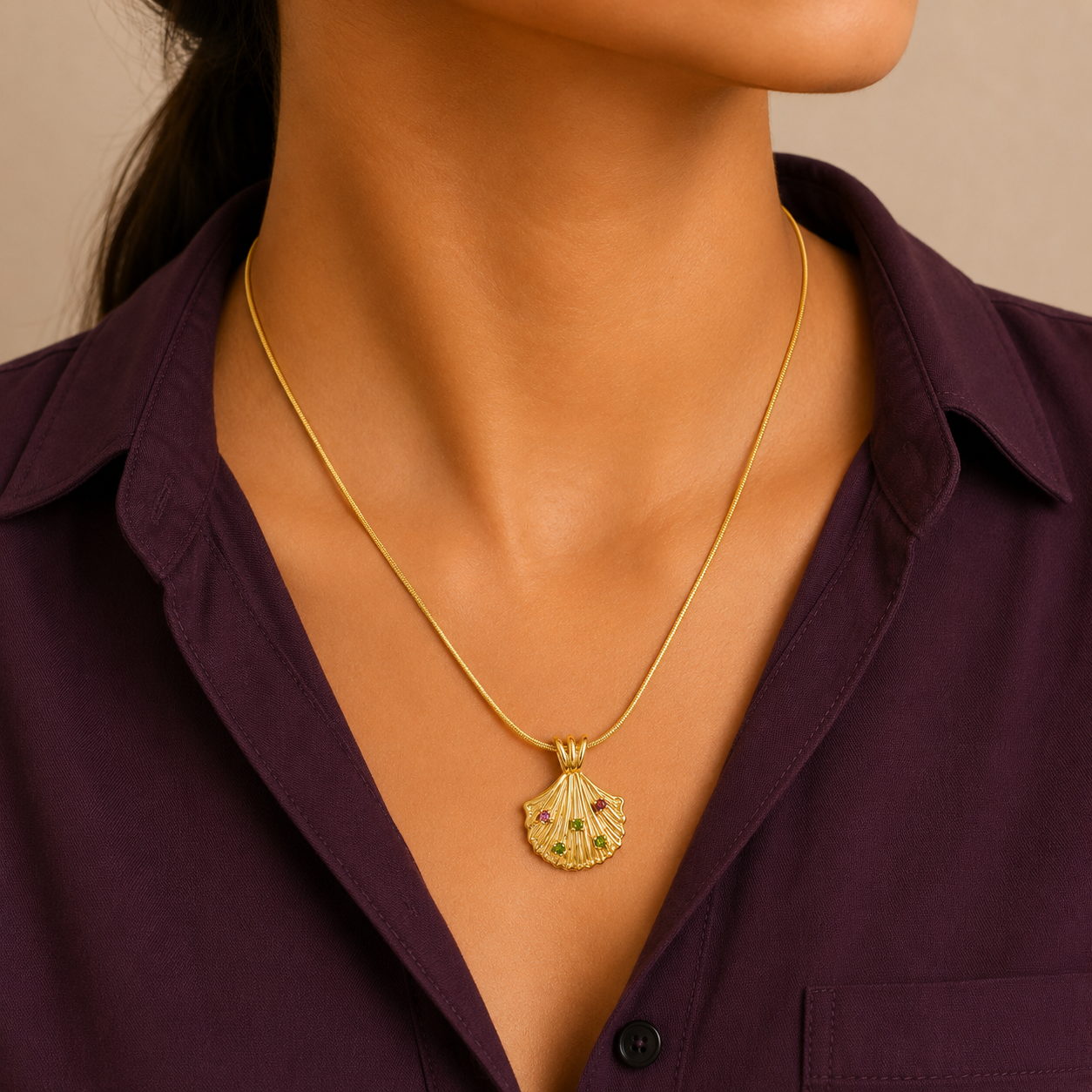 old Seashell Pendant Necklace – Anti Tarnish Stainless Steel Necklace for Women
