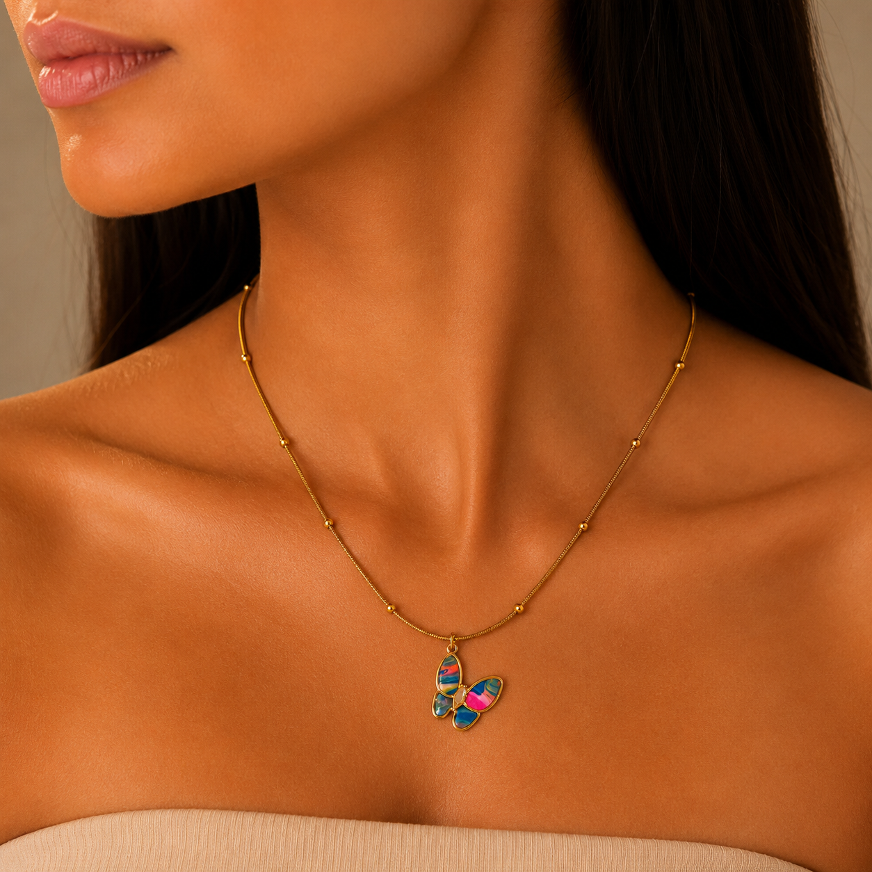 Aurora Butterfly Pendant Necklace – Anti Tarnish Stainless Steel