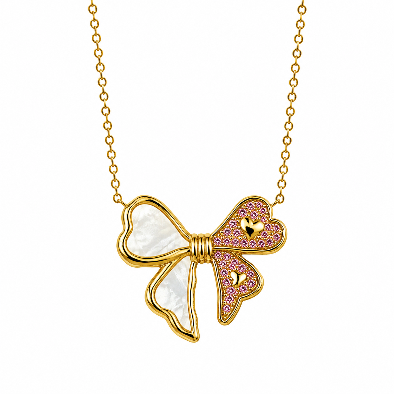 Blush Bow Pendant Necklace – Anti Tarnish Stainless Steel
