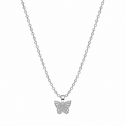 Silver Crystal Butterfly Pendant Necklace – Anti Tarnish Stainless Steel Necklace