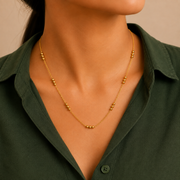 Gold Beaded Station Chain Necklace – Anti Tarnish Stainless Steel Necklace for Women
