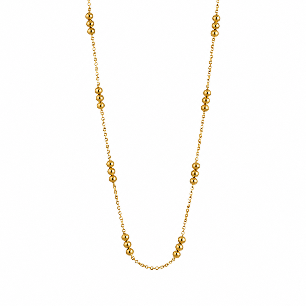 Gold Beaded Station Chain Necklace – Anti Tarnish Stainless Steel Necklace for Women