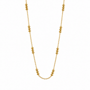Gold Beaded Station Chain Necklace – Anti Tarnish Stainless Steel Necklace for Women