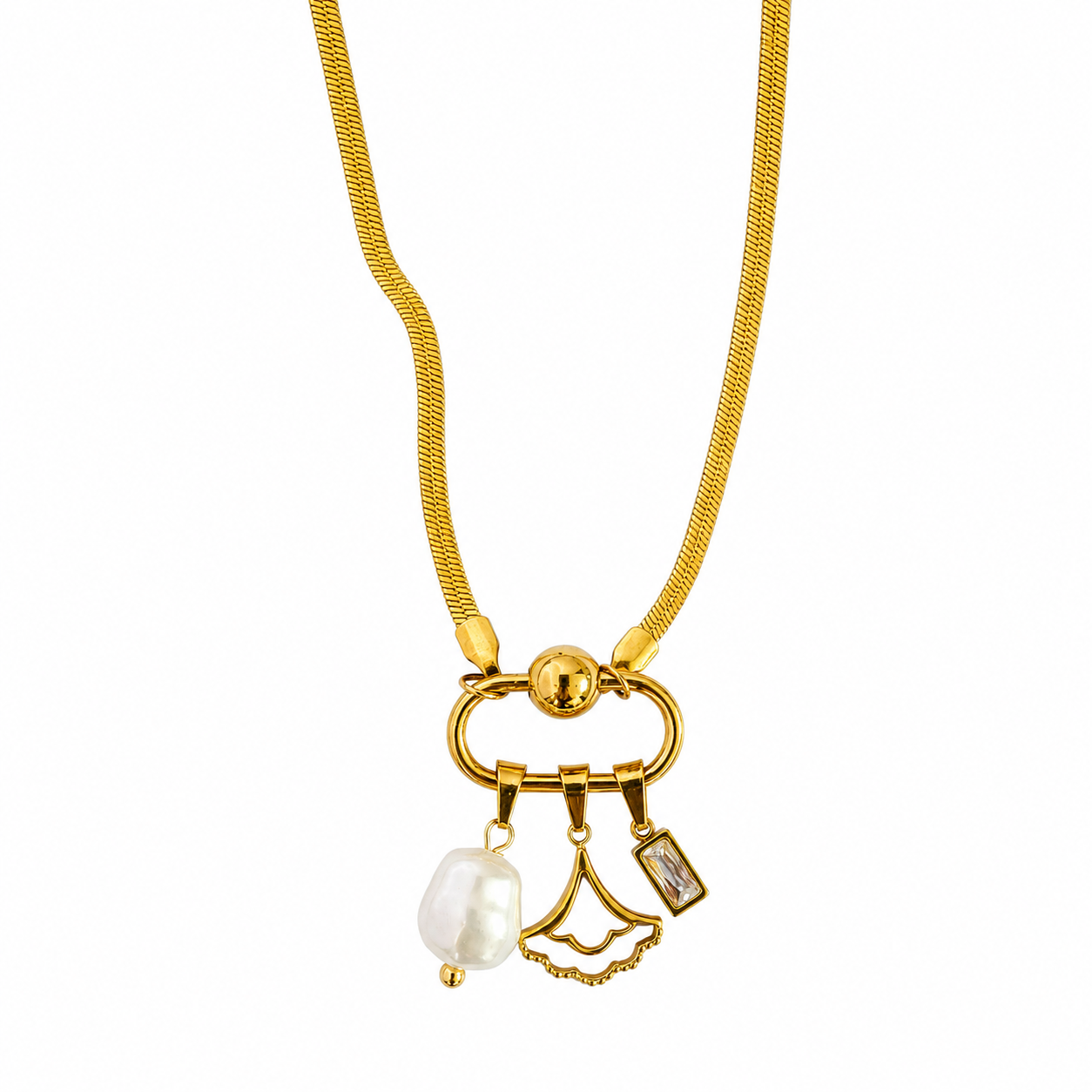 Pearl Charm Pendant Necklace – Anti Tarnish Gold Stainless Steel Necklace