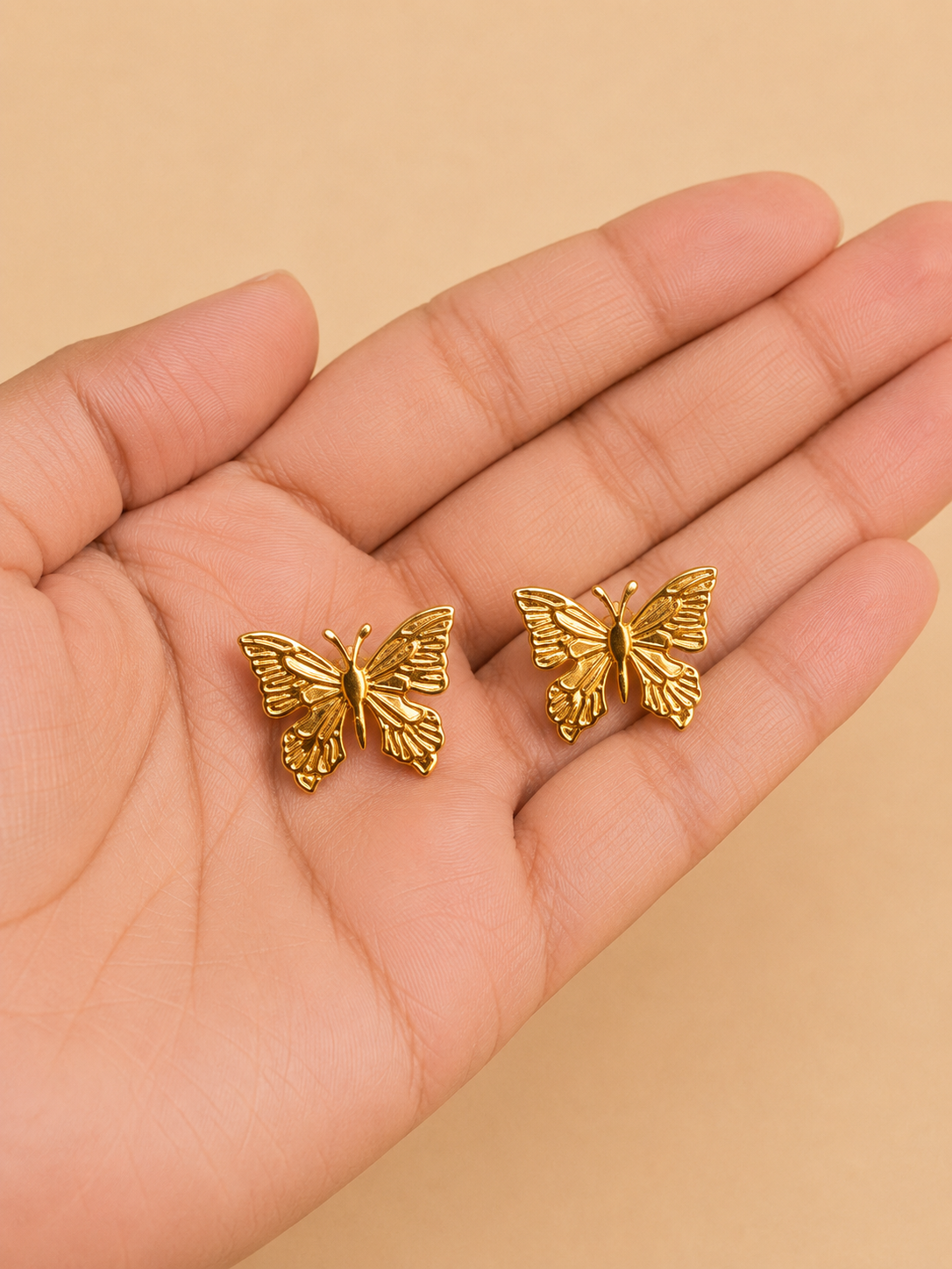 Golden Butterfly Stud Earrings – Anti Tarnish Stainless Steel