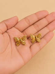 Golden Butterfly Stud Earrings – Anti Tarnish Stainless Steel