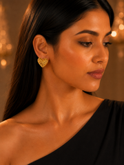 Golden Heart Textured Stud Earrings – Anti Tarnish Stainless Steel