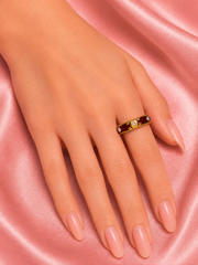 Ruby Marquise Crystal Enamel Adjustable Gold Ring