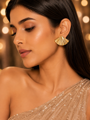 Radiant Fan Gold Stud Earrings – Anti Tarnish Stainless Steel