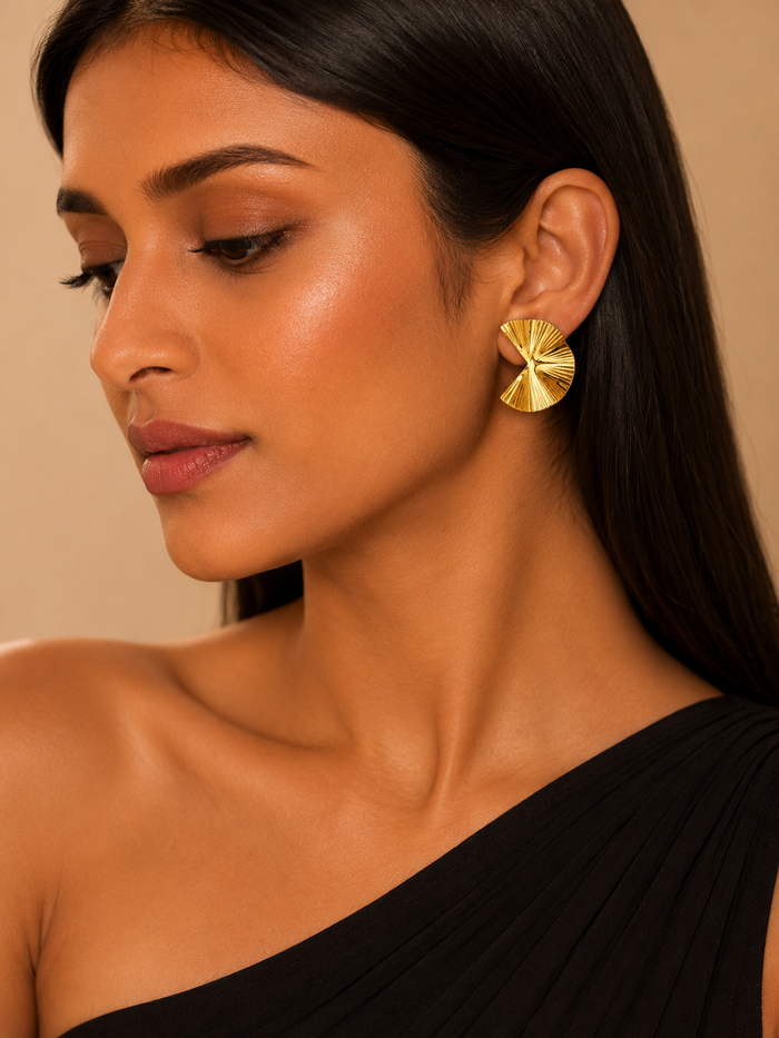 Aurora Twist Gold Statement Stud Earrings – Anti Tarnish Stainless Steel