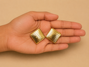 Luxe Ribbed Gold Statement Stud Earrings – Anti Tarnish Stainless Steel
