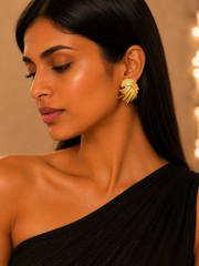 Royal Plume Gold Statement Stud Earrings – Anti Tarnish Stainless Steel