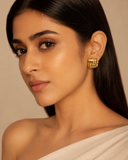 Modern Woven Gold Stud Earrings – Anti Tarnish Stainless Steel