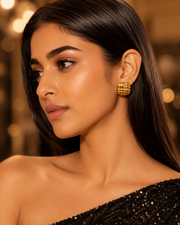 Modern Woven Gold Stud Earrings – Anti Tarnish Stainless Steel