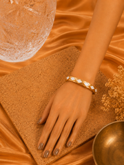 Diamond Petal Gold Enamel Bangle