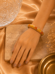 Mosaic Petal Gold Enamel Bangle – 3 Color Variants