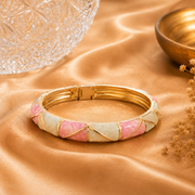 Mosaic Petal Gold Enamel Bangle – 3 Color Variants
