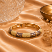 Mosaic Petal Gold Enamel Bangle – 3 Color Variants