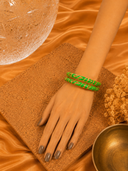 Serena Leaf Vine Gold Enamel Bangles – Multicolor Set