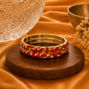 Serena Leaf Vine Gold Enamel Bangles – Multicolor Set