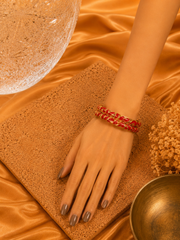 Serena Leaf Vine Gold Enamel Bangles – Multicolor Set