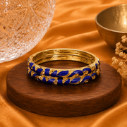 Serena Leaf Vine Gold Enamel Bangles – Multicolor Set