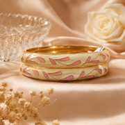 Rosevine Blush Enamel Gold Bangles