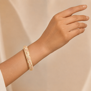 Rosevine Blush Enamel Gold Bangles
