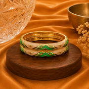 Elara Geometric Enamel Gold Bangles – Elegant Statement Bangle Set